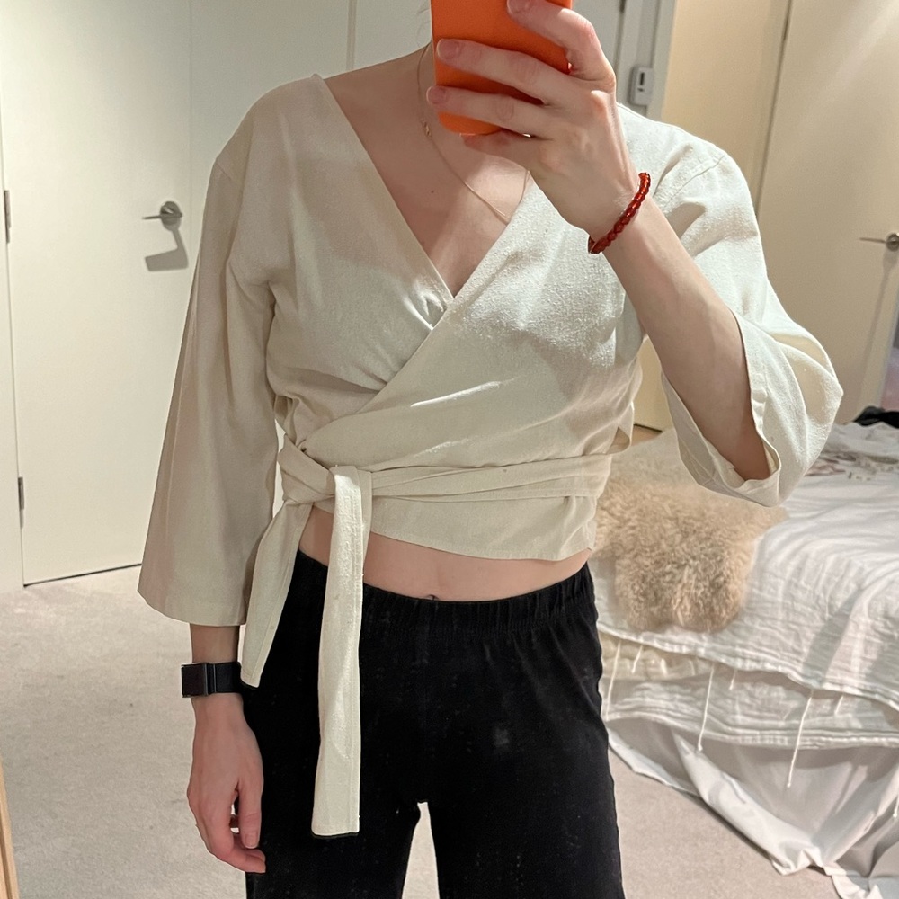Ozma of California 100% Silk Blouse in Cream